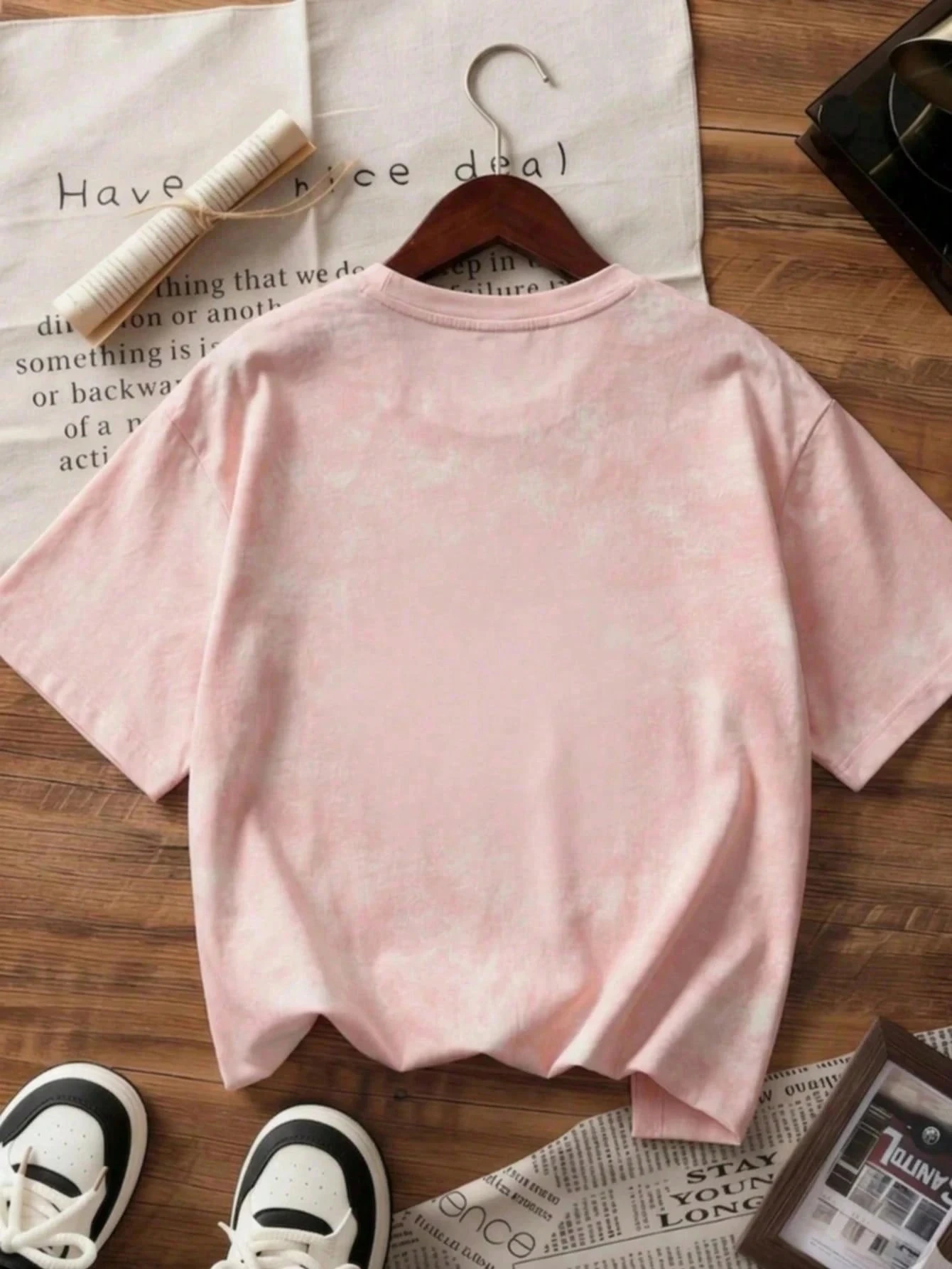 T-shirt à manches courtes col rond rose pour femme, 100% coton tricoté, couleur unie, décontracté, respirant, à porter au printemps